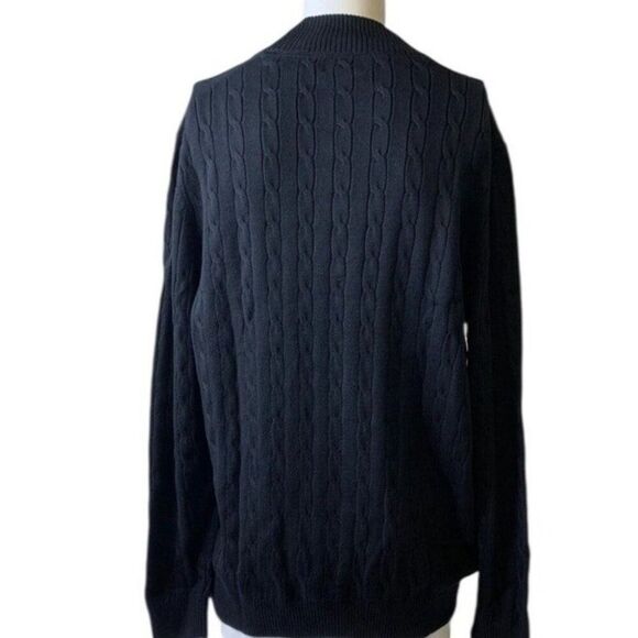 Club Room Mens XXL Black Cable Knit 1/4-Zip Cotton Blend Pullover Sweater $75 - Picture 2 of 4